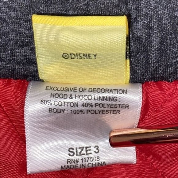 Disney Vintage Mickey Mouse UNISEX Varsity Jacket Hood Red White Stripes  Sz 3T - Picture 6 of 10